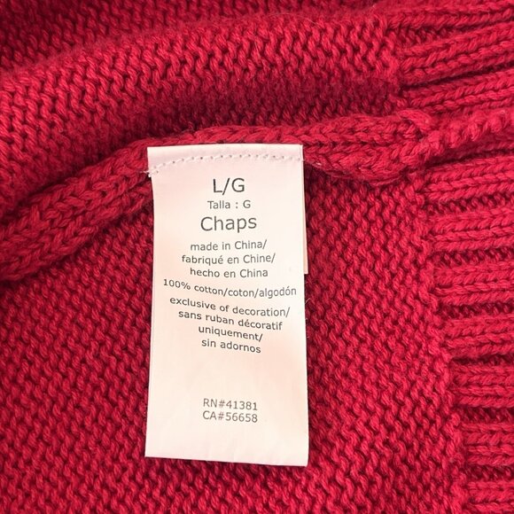 Chaps Ralph Lauren Men 1/4 Zip Moose Sweater Mock Neck Red Black L Cabincore - Picture 13 of 14